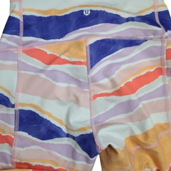 Lululemon True Self Crop Bleacher Stripe White Iris Flower high-rise luon 21"  6 - Picture 9 of 14